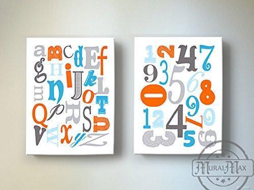 Educational ABC's & 123"s Nursery Theme - The Canvas Letter's & Number's Collection - Set of 2-B019017Q6K