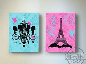Eiffel Tower & Chandelier Theme - The Paris Collection - Canvas Decor - Set of 2-B018ISLOAA - MuralMax Interiors