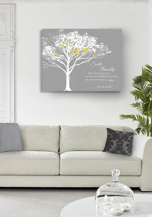 FAMILY - Like branches on a tree. We grow in different directions - Personalized Family Tree Canvas Art, Unique Wall Decor - GrayHomeMuralMax Interiors