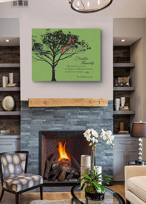 Family Tree Gift - Personalized Gift for Couple's 40th Anniversary - Wedding & Anniversary Gift Canvas Wall Art -  Green - MuralMax Interiors