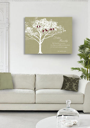 Family Tree - Like Branches on a Tree Quote - Anniversary Gift - Canvas Wall Art - Unique Wall Decor - Khaki - B01M11T4TV - MuralMax Interiors