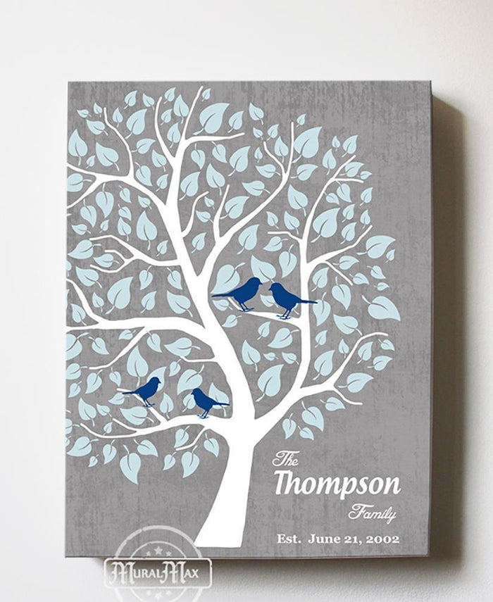 Family Tree - Personalized Unique Stretched Canvas Wall Art - Make Your Wedding & Anniversary Gifts Memorable - Unique Decor - Color Gray
