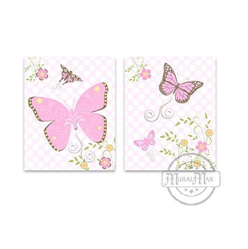 Flowers & Butterfly Collection - Set of 2 - Unframed Prints-B01CRT7TLE