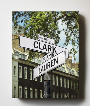 Gift for Anniversary Wedding Birthday and Holidays - Personalized Street Sign Canvas Art - Personalized with Names and Date-MuralMax Interiors