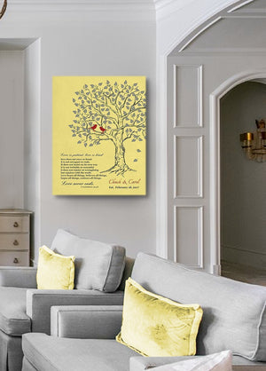 Gift For Her - Family Tree Personalized With Name And Dates Canvas Wall Art - Yellow # 2-MuralMax Interiors