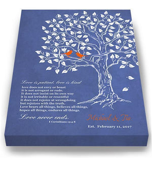 Gift For Him - Personalized Bible Verse Family Tree Canvas Art - Anniversary &amp; Birthday Gift - IndigoHomeMuralMax Interiors
