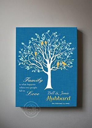 Gift For Him - When Two People Fall In Love Family Tree Canvas Wall Art - Anniversary Gifts - Bayberry Blue-MuralMax Interiors