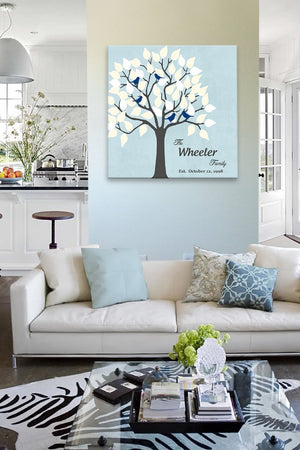 Gift for Mom and Dad - Personalized Family Tree Canvas Wall Art - Unique Wall Decor - Color - Powder Blue - B01IFBS46C-MuralMax Interiors