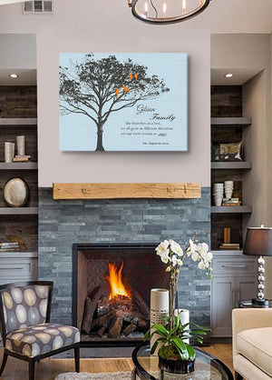 Gift for Mom - Family, Like Branches On A Tree Personalized Family Tree Canvas Art - Light Blue-MuralMax Interiors