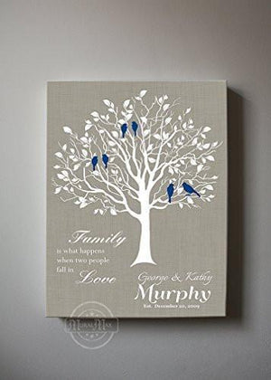 Gift for Parents - Personalized Family Tree Stretched Canvas Wall Art - Wedding & Anniversary Gifts - Unique Wall Decor - Taupe-MuralMax Interiors