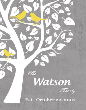 Gift For Parents - Personalized Unique Family Tree Stretched Canvas Wall Art - Color - GrayHomeMuralMax Interiors