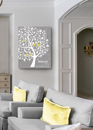 Gift For Parents - Personalized Unique Family Tree Stretched Canvas Wall Art - Color - GrayHomeMuralMax Interiors
