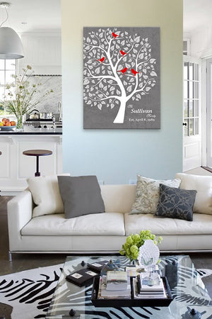 Gift for Wife - Personalized Unique Family Tree - Stretched Canvas Wall Art - Wedding &amp; Anniversary Gifts Unique Decor - GrayHomeMuralMax Interiors