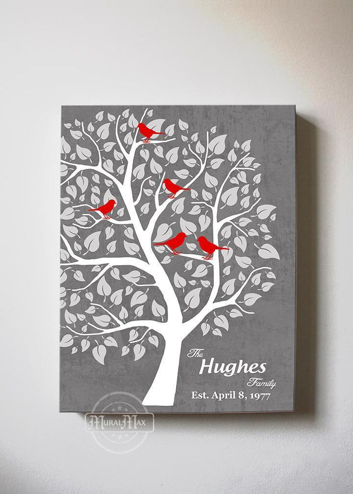 Gift for Wife - Personalized Unique Family Tree - Stretched Canvas Wall Art - Wedding & Anniversary Gifts Unique Decor - Gray
