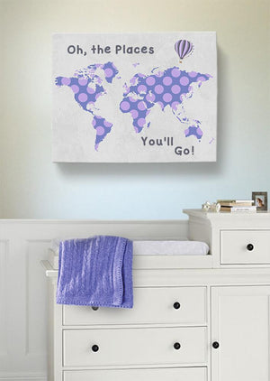 Girl Room Decor Dr Seuss Canvas World Map - Oh The Places You'll Go-B0716K9YV6-MuralMax Interiors