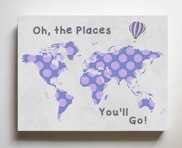 Girl Room Decor Dr Seuss Canvas World Map - Oh The Places You'll Go-B0716K9YV6