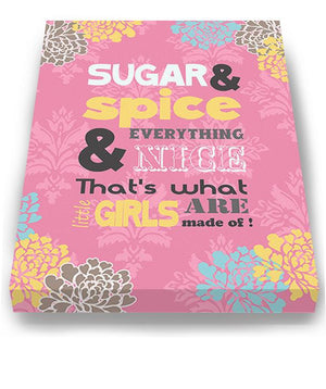 Girls Nursery Art - Sugar and Spice Inspirational Girl Room Decor - Floral Canvas Nursery Art - Choose From Designer Colors-MuralMax Interiors