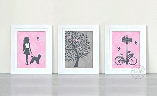 Girls Walk in The Park Collection - Set of 3 - Unframed Prints-B01CRMI61S