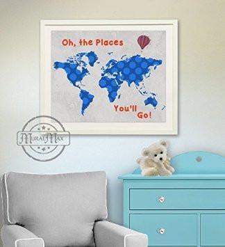 Global Map - Dr Seuss - Oh The Places You'll Go - Unframed Print-B018KOAO5I