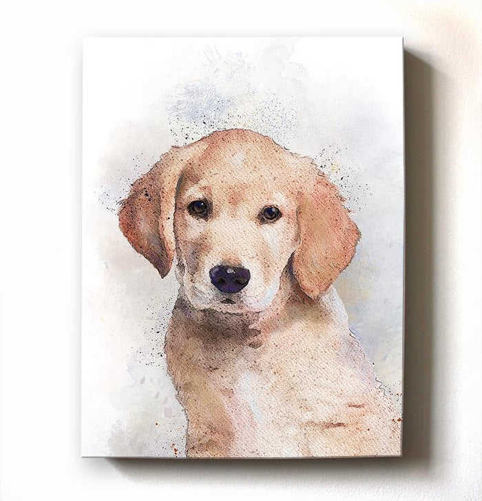 Golden Retriever Dog Portrait Watercolor Painting Canvas Art - Animal Illustration - Home Decor - Contemporary Dog Wall Art