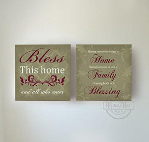 Home Family Blessing Inspirational Quotes - Stretched Canvas Wall Art - Memorable Anniversary Gifts - Unique Wall Decor - 30-DAY - Set Of 2-B01LWI5UR0-MuralMax Interiors