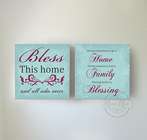 Home Family Blessing Inspirational Quotes - Stretched Canvas Wall Art - Memorable Anniversary Gifts - Unique Wall Decor - 30-DAY - Set Of 2-B01LWI5UR0