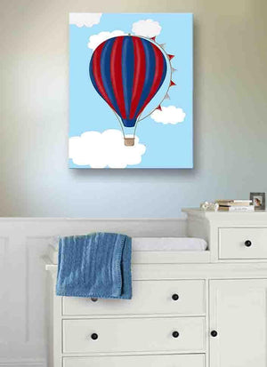 Hot Air Balloon Baby Boy Nursery Decor - Balloon Canvas Art - The Aviation Collection-MuralMax Interiors
