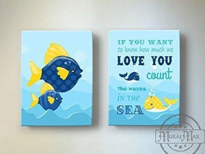 I Knew I Loved You - Nursery Inspirational Rhyme - The Fish & Whale Collection - Canvas Decor - Set of 2-B018ISL554-MuralMax Interiors