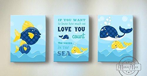 I Knew I Loved You - Nursery Inspirational Rhyme - The Fish & Whale Collection - Canvas Decor - Set of 3-B018ISL8WE