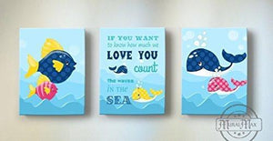 I Knew I Loved You - Nursery Inspirational Rhyme - The Fish & Whale Collection - Canvas Decor - Set of 3-B018ISLR7U-MuralMax Interiors