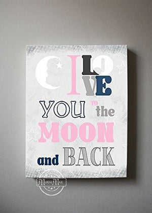 I Love You To The Moon & Back Theme - Canvas Inspirational Rhymes Collection-B019015QG2-MuralMax Interiors
