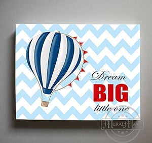 Inspirational Rhyme - Hot Air Balloon Theme - Chevron - Canvas Dream Big Little One Collection-B019018QWS-MuralMax Interiors