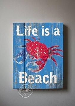 Life Is A Beach Theme - Canvas Wall Decor - The Inspirational Rhymes Collection-B018ISH0M6-MuralMax Interiors