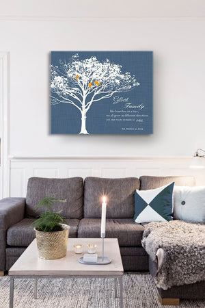Like Branches On A Tree, Custom Name Canvas Sign, Family Tree Canvas Art- Navy # 1 - B01M11T4TV-MuralMax Interiors