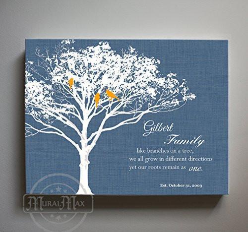 Like Branches On A Tree, Custom Name Canvas Sign, Family Tree Canvas Art- Navy # 1 - B01M11T4TV