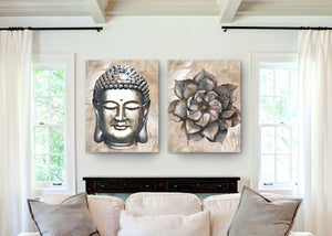 Lotus Flower Wall Art Spiritual Yoga Bedroom Decor Stretched Canvas Art - Zen Home DecorHomeMuralMax Interiors