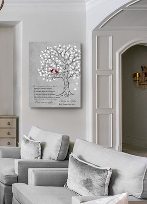 Love is Patient Love is Kind Personalized Family Tree Canvas Art- Personalized Couples Gift - Anniversary Gift - Gray-MuralMax Interiors