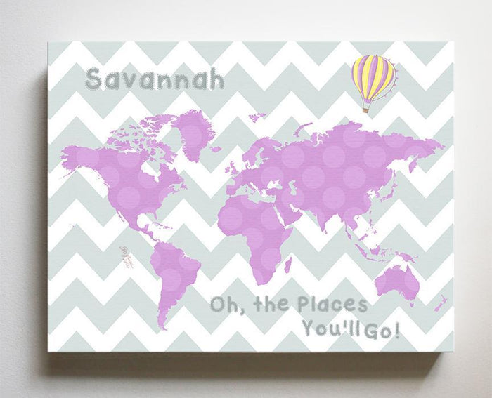 Map Nursery Wall Art - Personalized Dr Seuss Nursery Decor - Oh The Places You'll Go-B018ISNM1E