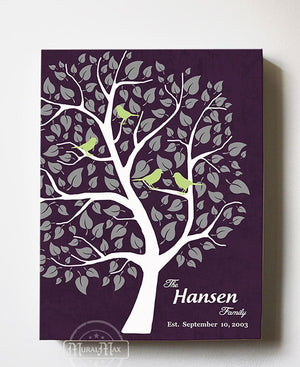 Modern Wall Art - Personalized Unique Family Tree - Stretched Canvas Wall Art - Engagement & Anniversary Gifts - Purple-MuralMax Interiors