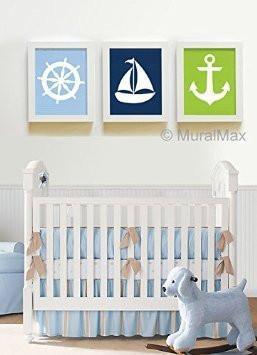 Nautical Baby Boy NurseryPrints - Boating Theme - Unframed Prints - Set of 3-B018KOB5XI
