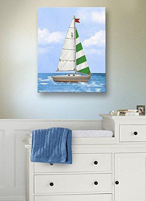 Nautical Nursery Wall Art - Nautical Sailboat Canvas Wall Art - Nautical Baby Boy Room Decor-MuralMax Interiors