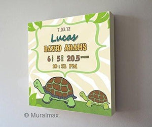 New Baby Announcement Personalized Boy Nursery Art - Turtles Nursery Art Baby Boy - Make Your New Baby Gifts Memorable-MuralMax Interiors