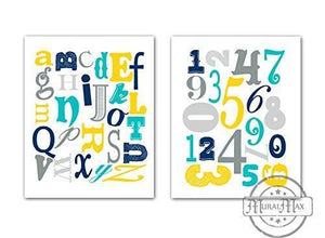 Numbers & Letters Educational Theme - Unframed Prints - Set of 2-B01D7RTQWU-MuralMax Interiors