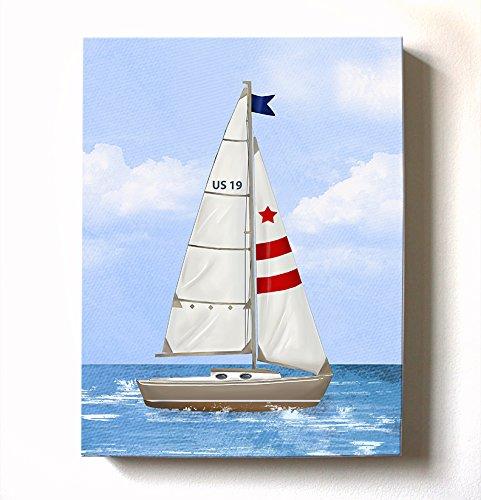 Nursery Art - Nautical Sailboat Boy Room Decor - Canvas Wall Art - Toddler Room Or Playroom Decor