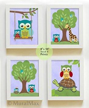 Nursery Decor - Whimsical Garden Friends - Unframed Prints - Set of 4-B018KOCQXG-MuralMax Interiors