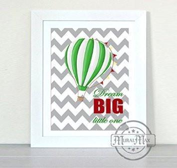 Nursery Hot Air Balloon Theme - Dream Big Little One - Chevron Unframed Prints-B018KOCEMO