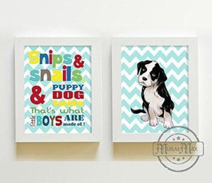 Nursery Puppy - Chevron Unframed Prints - Set of 2-B018KOEGD4-MuralMax Interiors