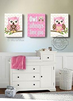 Owl Always Love You Decor - Canvas Nursery Art Collection - Inspirational Rhymes - Set of 2-B018GT1VIG-MuralMax Interiors