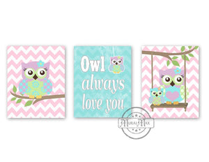 Owl Always Love You Nursery Decor - Unframed Prints - Set of 3-MuralMax Interiors