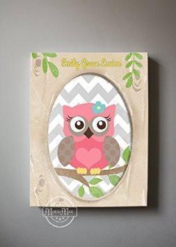 Owl Nursery Art - Personalized Canvas Owl Decor - Whimsical Owl Collection-MuralMax Interiors